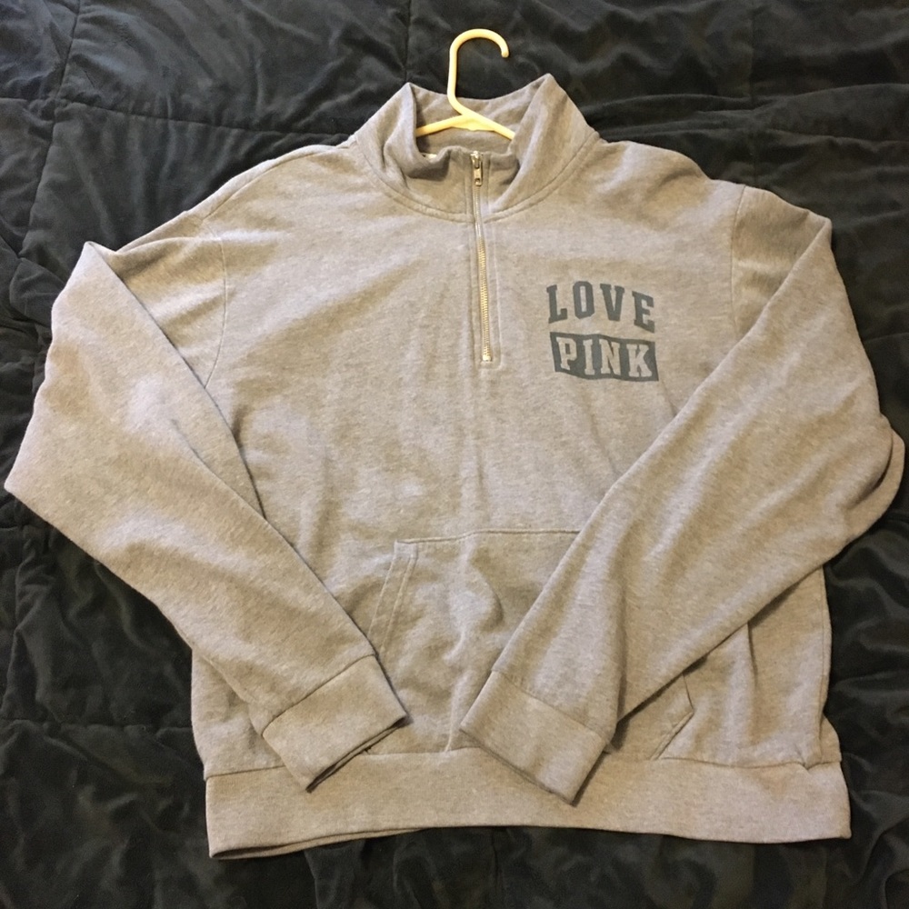 💗Victorias Secret Pink grey half zip sweater💗